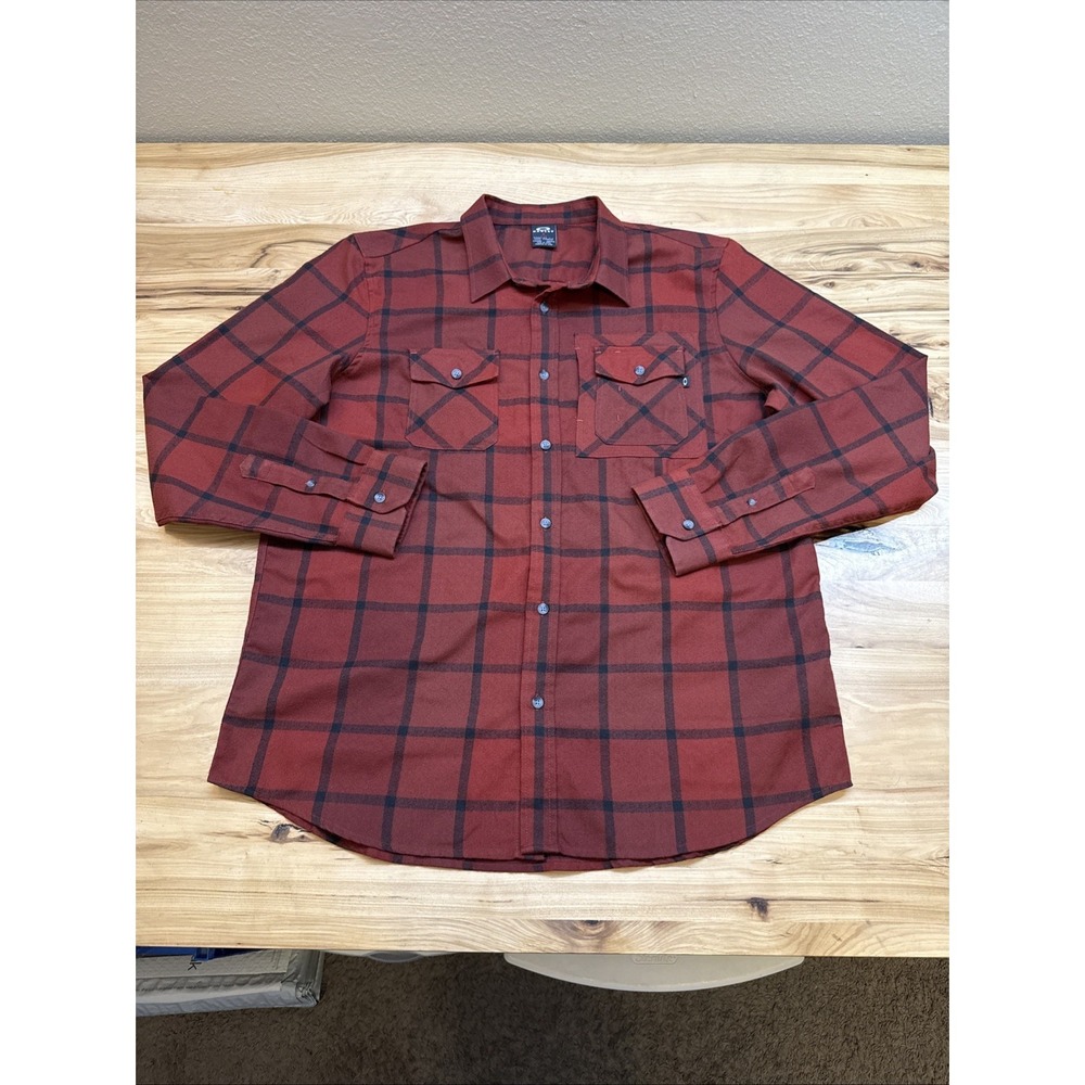 Oakley Shirt Mens Size XL Red Black  Icon Plaid Flannel Button Up Regular Fit